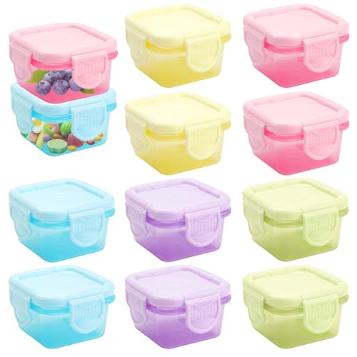 10 Stück 60ml Kleine Gefrierdosen Dosen mit Deckel Plastik, Auslaufsichere Frischhaltedosen Klein Set, Vorratsdosen Klein Mikrowellengeeignet, Mehrweg Soßen Behälter für Gewürze, Marmelade, Saucen