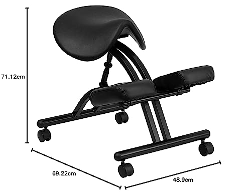 Flash Furniture エルゴノミックニーリングチェア サドルシート付き スチール ブラック 66.04 x 50.8 x 24.13 cm [2]