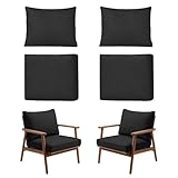4Pcs Outdoor Patio Cushion Cover Replacement, Waterproof Patio Cushion Covers, Washable Outdoor Couch Cushion Covers with Zippers, Slipcovers Sofa Chair for Patio Furniture(Black, Cover Only)