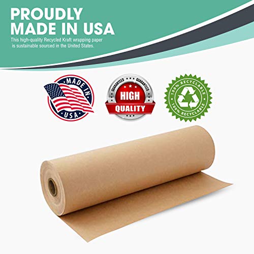 Kraft Brown Wrapping Paper Roll 30" X 1,200" (100 Ft) – 100% Recyclable Craft Construction And Packing Paper For Use In Moving, Bulletin Board Backing And Paper Tablecloths #TOP6