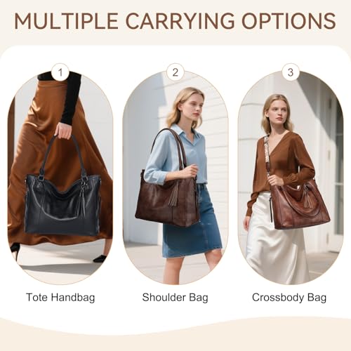 Bolso hobo de cuero para mujer con cierre y correa miniatura 5