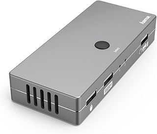 Hama KVM Switch for 2 PCs, Notebooks, Macbooks, Tablets, 4 Ports (KVM Switch for e.g. Mouse, Keyboard, Printer, USB Stick, Headset, Hard Drive, PC Switch, Mouse Keyboard, 3X USB, 1x HDMI)