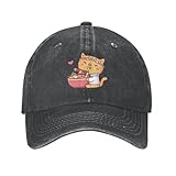 carino tabby cat chef mangiare ramen noodles berretti da baseball moda cappello denim outdoor regolabile casquette sport baseball cappello da cowboy regalo