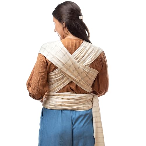 Image of Boba Baby Wrap Carrier-Stretch Bamboo Newborn Sling,Serenity Pebble Striped | Breathable Bamboo-Blend Knit, newborn to toddler. Hands-Free Babywearing for bonding, nursing & naps 7-35 lbs.