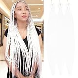 Royota White Braiding Hair Pre stretched Ez Braid Colored Hair Extension Soft Yaki Knotless Prestretched Braiding Hair for Box Crochet Braid (3packs,White,26inch)
