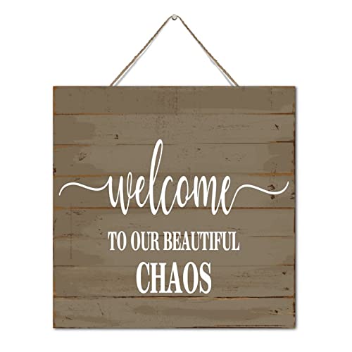 Letrero de madera rústica Welcome para pared de comedor 30x30 cm 3