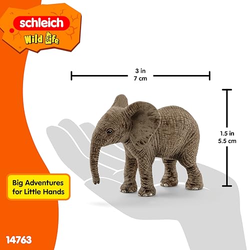 SCHLEICH WILD Life | Elefantenbaby 14763 | detailgetreue Tierfiguren | Zoo Spielzeug | tolles Geschenk für Jungen und Mädchen | Deko für Geburtstag | Spielfigur ab 3 Jahren | 7 x 4 x 6 cm