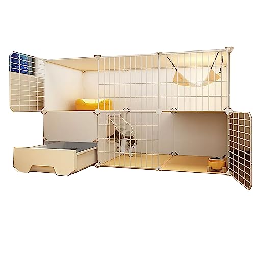 Cat Cages Indoor Large with Litter Box Strong and Durables Large Space, Free Partitioning DIY Cat Playpen Enclosure Detachable Crate Large Exercise Place Ideal for Cats ( Size : 111*49*75cm , Color :
