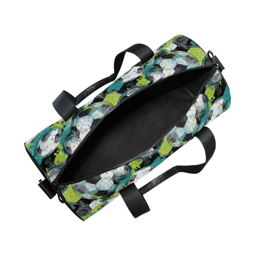 Football Sports Duffel Bag Full Print Durable Barrel Gym Bag with Large Capacity, Adjustable Strap and Side Zippered Pocket for Fitness Sports Training and Travel 5