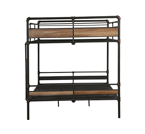 Acme Furniture Brantley Ii Bunk Bed, Sandy Black And Dark Bronze Hand-Brushed, Queen Over Queen #TOP1