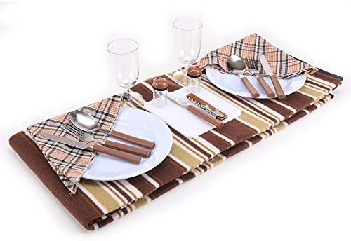 apollo walker Picnic Backpack Bag for 2 Person with Cooler Compartment, Detachable Bottle/Wine Holder, Fleece Blanket(45"x53"), Plates, glasses and Cutlery (BROWN for 2 with wine glasses) — view 7