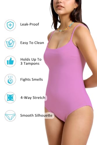 Image of Beautikini Period Swimwear One Piece Leakproof Swimsuit Menstrual Tummy Control Bathing Suit for Teens Girls and Women
