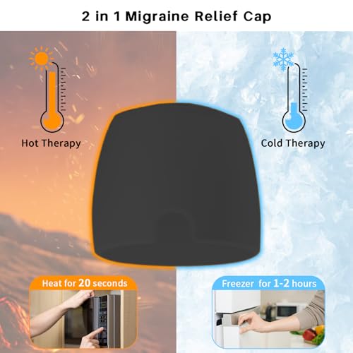 Image of my novel things Migraine Relief Cap, Headache Relief Cap 2PCS with Gel Cooling Eye Mask, Hot Cold Therapy Ice Cap, Cold Compress for Head Sinus, Puffy Eyes, Tension and Stress Relief