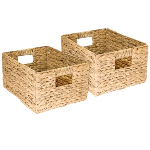 Cestino portaoggetti HMF intrecciato in giacinto d’acqua, cestino decorativo con