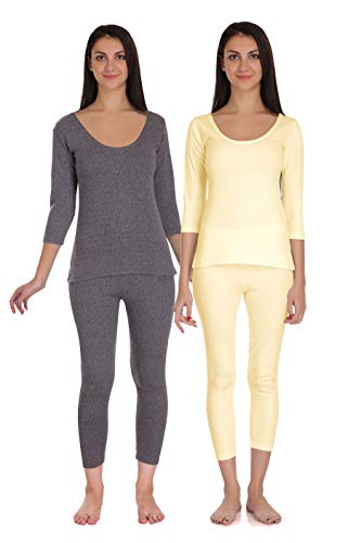 Image of Selfcare Women Poly Cotton Thermal Top and Pyjama Set (Pack of 2 Set)