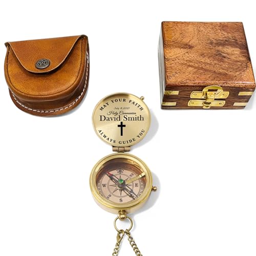 Brújula personalizada para bautizo con caja de regalo miniatura 1