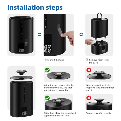 Coolfiqu 6L Humidifiers for Bedroom Large Room Home,Cool and Warm Humidifier for Baby and Plants Hot Mist Top Fill Desk Humidifiers Oil Diffuser,Quiet,Adjustable Mist,360°Nozzle-Black(2026 Upgraded)
