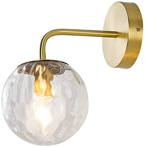 Aplique de pared E27 con globo de vidrio martillado para iluminar el espejo del dormitorio