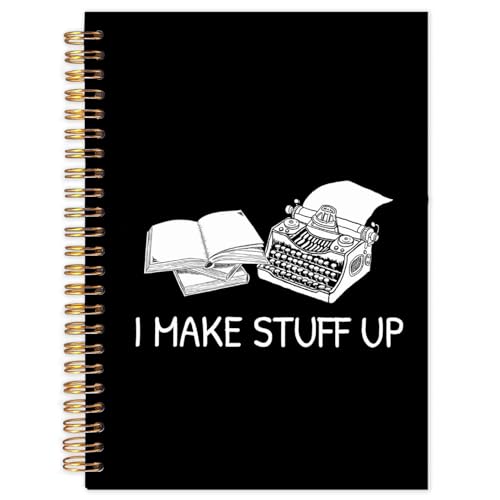 Yhtrg Funny Writer Spiral Notebooks, Gifts for Writers Journal Notebook, Authors Gifts Journals for Writing, I Make Stuff Up Humorous Typist Novelist Notebook for Note Taking, 5.5x8.3 Inch