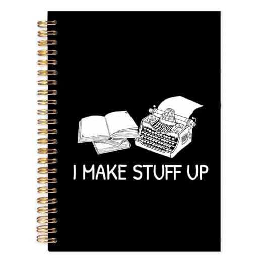 Yhtrg Funny Writer Spiral Notebooks, Gifts for Writers Journal Notebook, Authors Gifts Journals for Writing, I Make Stuff Up Humorous Typist Novelist Notebook for Note Taking, 5.5x8.3 Inch