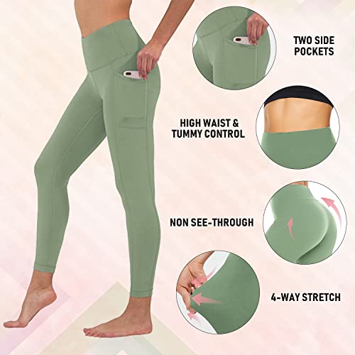 MOREFEEL Leggings with Pockets for Women, High Waisted Tummy Control Workout Black Hip Lift Yoga Pants Activewear - Thumbnail 4