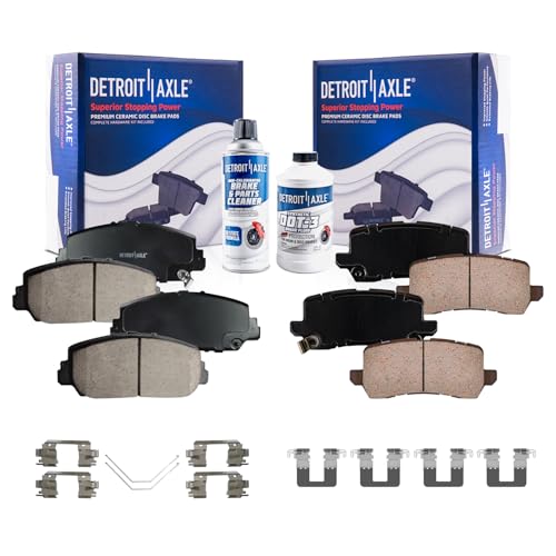 Image of Detroit Axle - Front Rear Brake Pads for Acura 2014-2020 RLX, Ceramic Brake Pads with Hardware 2015 2016 2017 2018 2019 Replacement