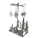 Nativity Candle Spinner - Laser Cut Plated Silver Tea Light Holder with a Nativity Scene and Moravian Stars - Scandinavian Design Candle Holder - 5