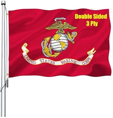 US Marine Corps Flag 3x5 Outdoor Double Sided - Heavy Duty Polyester US Military Army Flags Long Lasting with 2 Brass Grommets