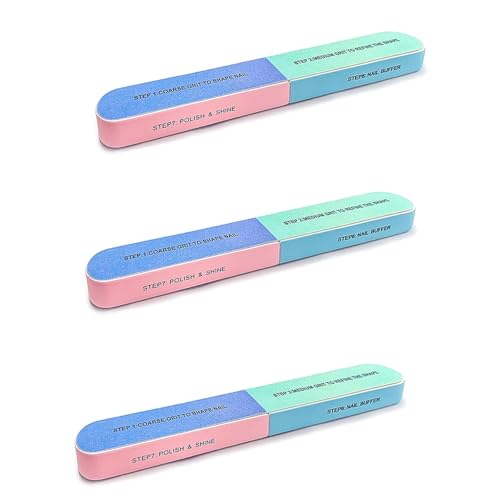 CHAOMAO 7-in-1 Nail File and Buffer Block Set (Pack of 3) Professional Salon-Style Shine for Natural Gel & Acrylic Nails Color-Coded Steps Travel Size