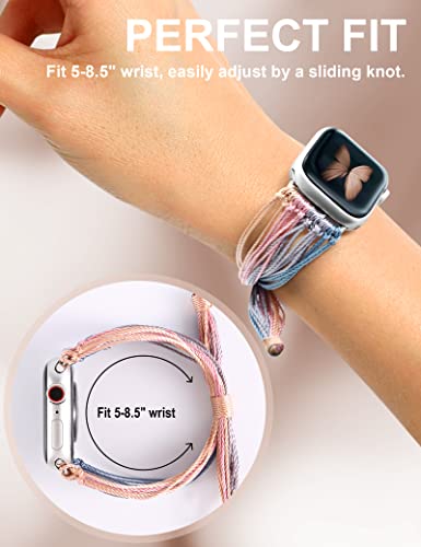 Jr.dm Boho Watch Band, Compatible With Apple Watch Band 8/Se/7/6/5/4/3/2/1 38Mm 40Mm 42Mm For Girls Women 40Mm-Women-Band Christmas Gift, Handmade Bracelets Hippie String Art (Tender) #TOP5