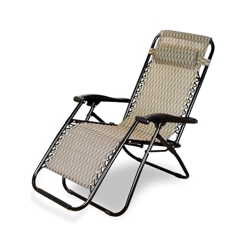 Image of STAR WORK Stainless Steel Zero Gravity Chair, Lawn Chair Recliner Lounge, Portable Camping Folding Beach Chair With Removable Pillow (Roon Diamond)