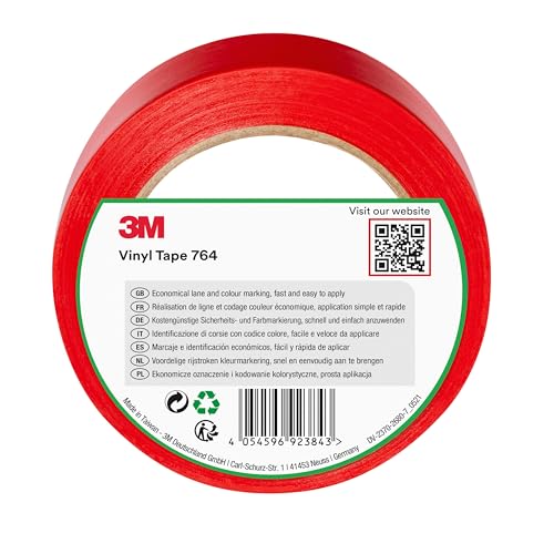 3M Cinta de Vinilo 764, Roja, 50 mm x 33 m