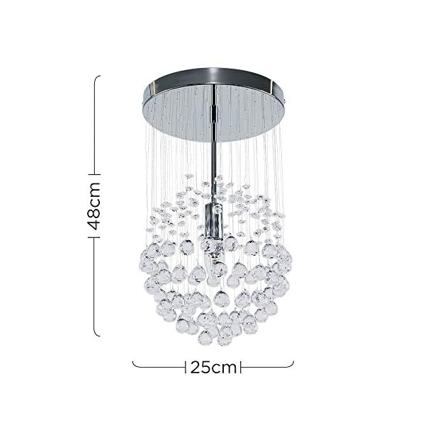 Modern Ceiling Light with Suspended Smoked & Clear Acrylic Droplets - Image 3