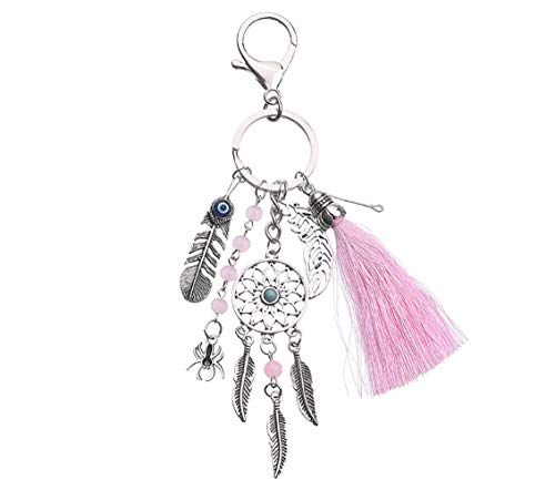 Preisvergleich Produktbild Fcloud Damen Wolle-Quaste Traumfänger Schlüsselanhänger Türkis Blätter Taschen-Anhänger a