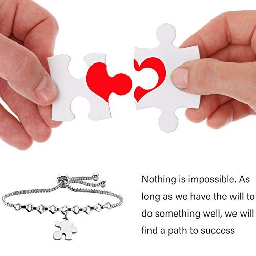Lqri Autism Awareness Bracelet Autism Puzzle Piece Charm Adjustable Slider Bracelet Gift For Autistic Children Autism Mom Teacher Speech Language Pathologist (Slider Bracelet) #TOP4