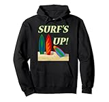 ¡Este Surf's Up! La ropa para surf, playa, verano, tabla de surf es el diseño ideal para todos aquellos que aman este deporte al aire libre. Cuenta con coloridas tablas de surf en la arena listas para agarrar y perseguir una ola.