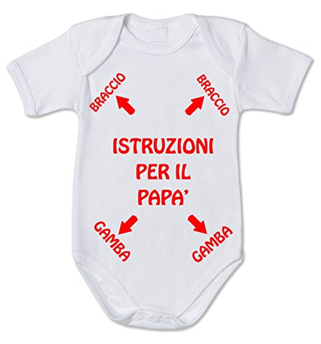 fashwork Body da Neonato Istruzioni per Il papà - Humor - Pagliaccetto in Cotone
