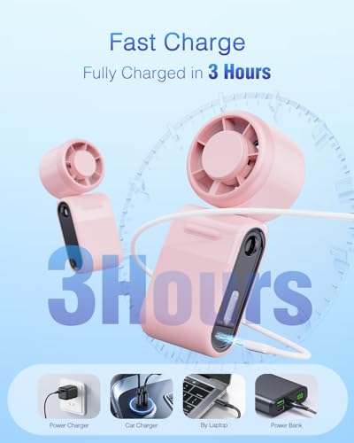 Image of Mini Portable Handheld Turbo Fan - Small but Mighty, Whisper-Quiet, Long-Lasting, 5-Speed High-Velocity Rechargeable battery Fan, Personal Fan for Outdoor, Travel, Gifts for Women & Men(Pink)