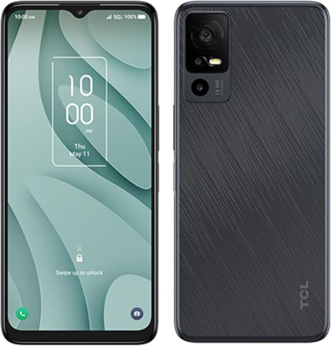 TCL 40 XE (T609SPP) 64GB Storage 4GB RAM 6.56-Inch HD+ Display 13MP Triple Camera 5000mAh Battery Verizon Prepaid & Postpaid Locked Smartphone Black