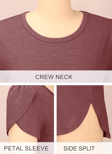 Image of Herou Women's Casual Long /Short Sleeve T Shirt Crewneck with Side Split Fall Pullover Loose Tunic Sweater Tops