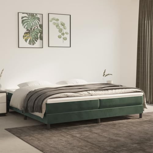 Homgoday Canapé de cama verde oscuro 200 x 200 cm de terciopelo, cama con marco para cama, estructura de cama, marco moderno, estructura para salón o dormitorio