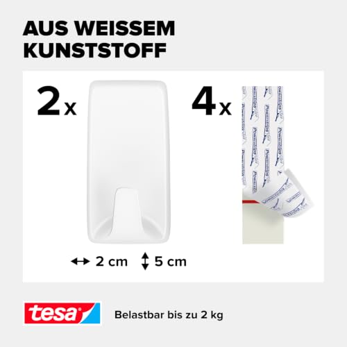 tesa Powerstrips Haken Large ECKIG - Weiß - 2 kg Halteleistung – Ansicht 3