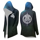 Chaqueta con capucha para hombre con brújula vikinga, sudadera con capucha con cremallera con símbolo de Vegvisir y degradado de color, cárdigan informal de estilo nórdico, Style_f01 Verde, S