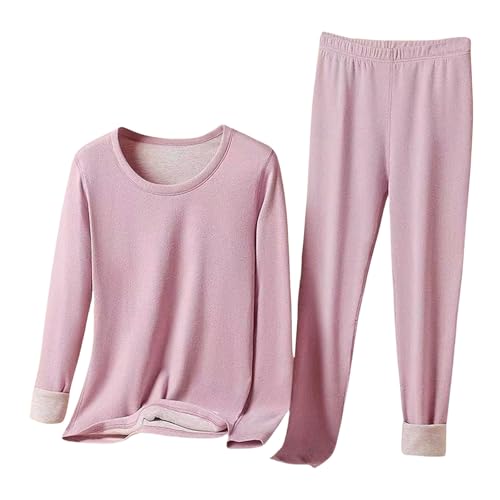 Conjunto de ropa interior térmica para mujer, ropa de dormir de color sólido, capas base ultra calentadas, suéteres de manga larga a medida, tops e inferiores, leggings largos con forro polar, ropa de