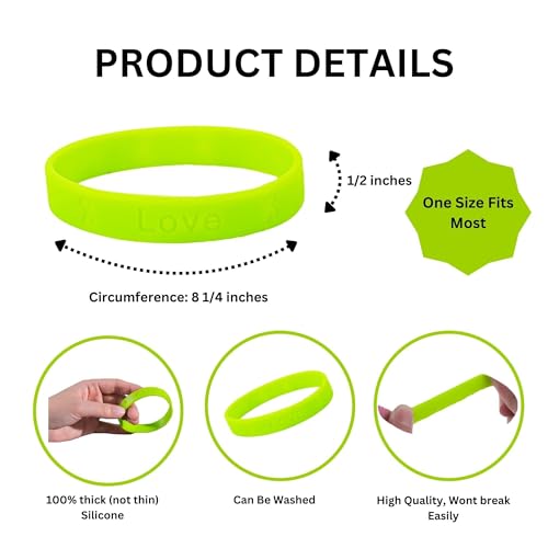 Lime Green Wholesale Pack Silicone Bracelets – Lime Green Bracelets for Non Hodgkin’s Lymphoma, Lyme Disease, Lymphoma, Muscular Dystrophy Awareness – Perfect for Support Groups & Fundraisers2