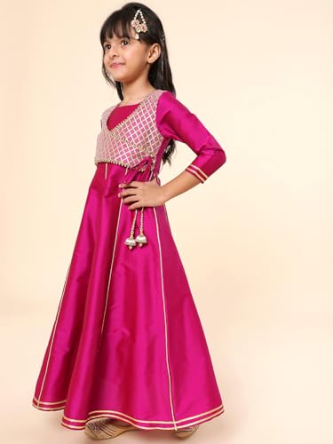 Image of A.T.U.N. (ALL THINGS UBER NICE) Girls Woven Design Gota Jacket Maxi Anarkali Gown