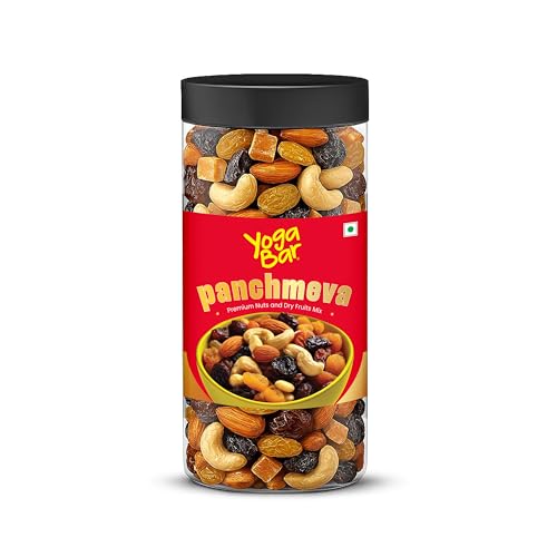 Yogabar Panchmeva Premium Nuts and Dry Fruits Mix- 400 gm Jar | Almonds | Cashews | Raisin | Dates