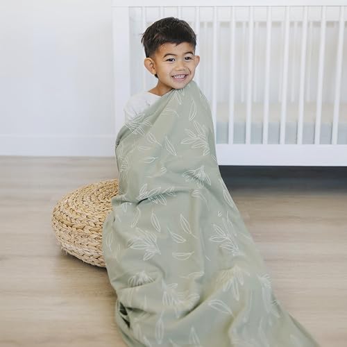 Image of Woolino Toddler Blanket - Merino Wool and Organic Cotton Baby Blanket for Girls and Boys - 4 Season - 52.5 inch x 40 inch - Sage