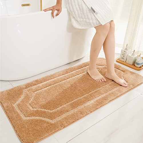 BEQHAUSE Bathroom Rug-Non Slip-Bath Mat-Soft and Absorbent-Shower Mat-Polyester Bath Mats for Bathroom Machine Washable Bathroom Rugs Beige Bathroom Rug for Shower Sink Bathtub 24"x48"