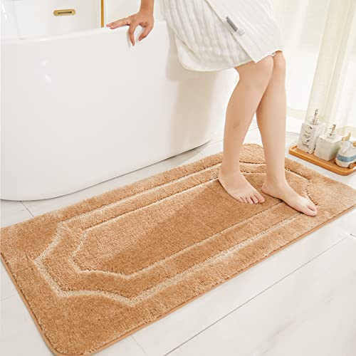 Beqhause Bathroom Rug-Non Slip-Bath Mat-Soft And Absorbent-Shower Mat-Polyester Bath Mats For Bathroom Machine Washable Bathroom Rugs Beige Bathroom Rug For Shower Sink Bathtub 24"X48" #TOP10
